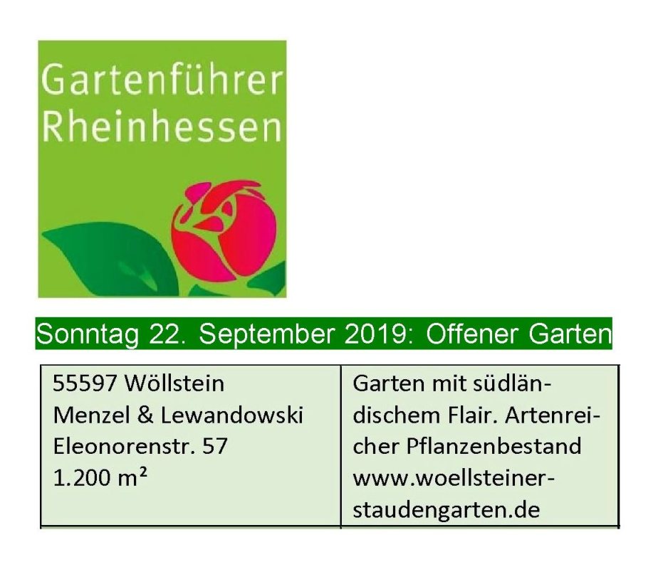 Gartenführung am Sonntag, 22. September 2019, 10 – 18 Uhr