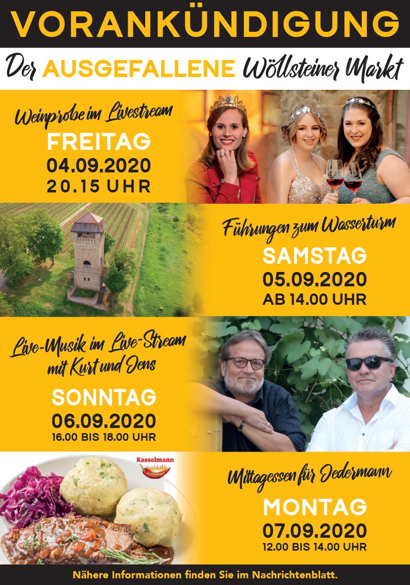 Vorankündigung „ausgefallener“ Wöllsteiner Markt 2020